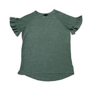 Suzanne Betro Women’s Blouse Size L Green Top Flowy Casual Floral